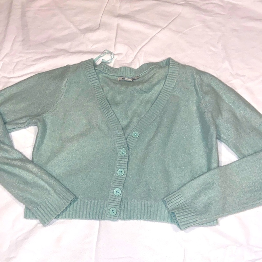 american eagle green crop cartigan - JM
